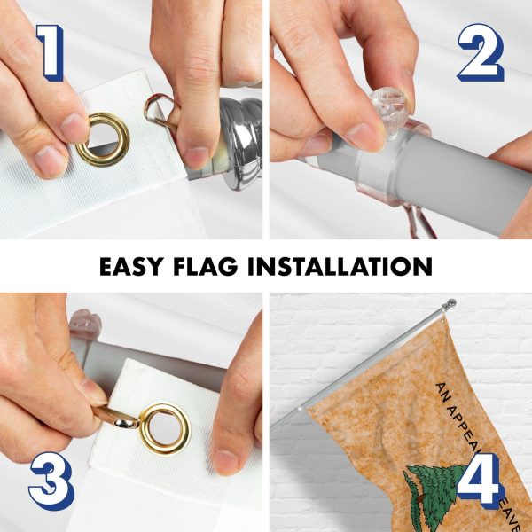 G128 Combo Pack: 6 Ft Tangle Free Aluminum Spinning Flagpole (Silver) & An Appeal to Heaven Tea-Stained Flag 3x5 Ft, Double ToughWeave Pro Series DS Embroidered 420D Poly | Pole with Flag Included - Image 7