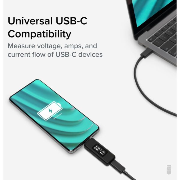 Plugable USB C Power Meter Tester for Monitoring USB-C Connections up to 240W - Digital Multimeter Tester for USB-C Cables, Laptops, Phones and Chargers - Image 6