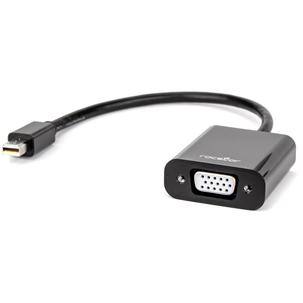 Rocstor Premium Mini DisplayPort to VGA Video Adapter - M/F - For connecting a VGA display to a Mini DisplayPort on a Mac or PC computer - Compatible with mDP DisplayPort on MacBook®, MacBook® Pro, Microsoft® Surface®, Surface® docking stations, Computers or Tablets with Mini Displayport -Resolutions up to 1920x1200 - Thunderbolt® 1 & 2 compatible - Black - Drivers are not required - ADAPTER MINI DISPLAYPORT TO VGA - Image 2