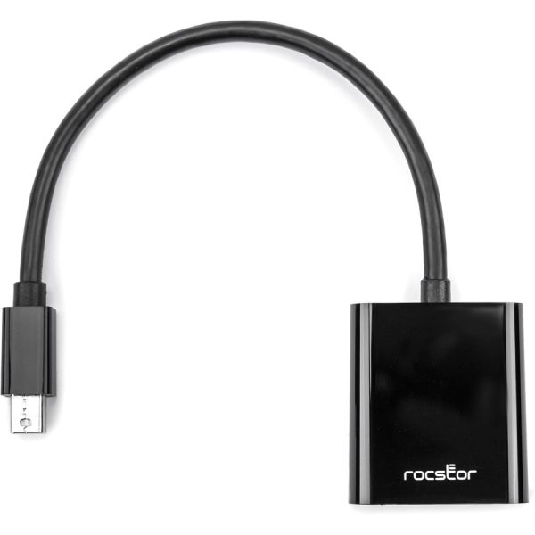 Rocstor Premium Mini DisplayPort to VGA Video Adapter - M/F - For connecting a VGA display to a Mini DisplayPort on a Mac or PC computer - Compatible with mDP DisplayPort on MacBook®, MacBook® Pro, Microsoft® Surface®, Surface® docking stations, Computers or Tablets with Mini Displayport -Resolutions up to 1920x1200 - Thunderbolt® 1 & 2 compatible - Black - Drivers are not required - ADAPTER MINI DISPLAYPORT TO VGA - Image 4