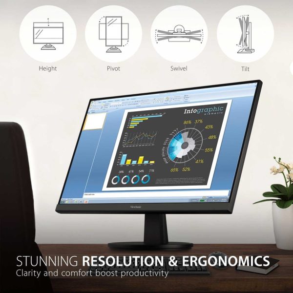 ViewSonic VA2747-MHJ 27 Inch Full HD 1080p Monitor with Advanced Ergonomics, FreeSync, 100Hz, Ultra-Thin Bezel, Eye Care, HDMI, VGA Inputs for Home and Office - Image 3