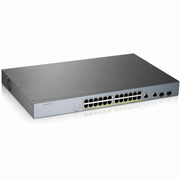 ZYXEL GS1350-26HP 24-Port Gigabit Smart Nebula Cloud Managed PoE Switch | 24 PoE+ Ports at 375W with 2 SFP Uplinks