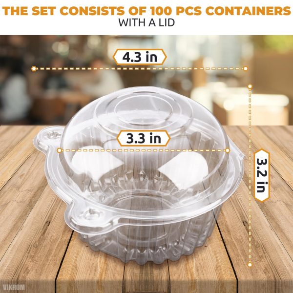 50Pcs Individual Cupcake Boxes Plastic Container with Lid | Dessert Containers with Lids – Individual Cupcake Containers for Cupcakes & Muffin Storage Container   Plastic Cupcake Holder with Lid