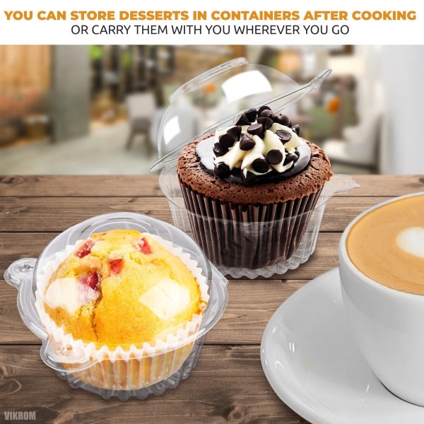 50Pcs Individual Cupcake Boxes Plastic Container with Lid | Dessert Containers with Lids – Individual Cupcake Containers for Cupcakes & Muffin Storage Container   Plastic Cupcake Holder with Lid - Image 3