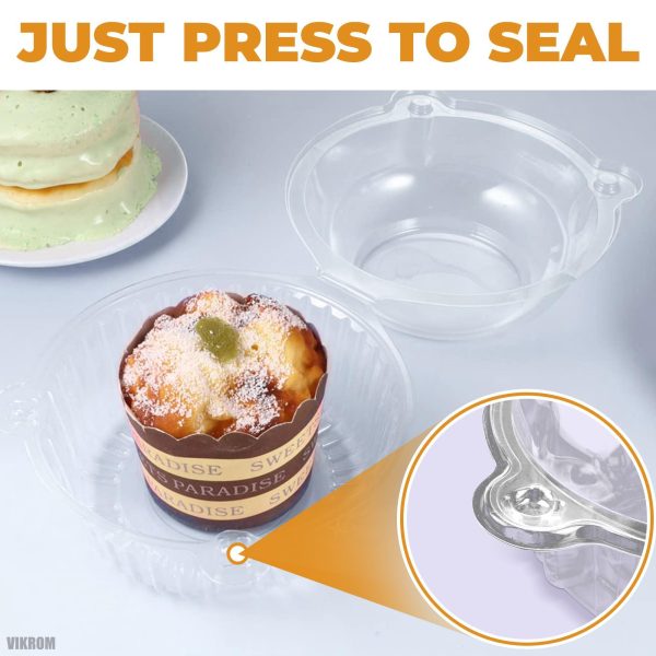 50Pcs Individual Cupcake Boxes Plastic Container with Lid | Dessert Containers with Lids – Individual Cupcake Containers for Cupcakes & Muffin Storage Container   Plastic Cupcake Holder with Lid - Image 4