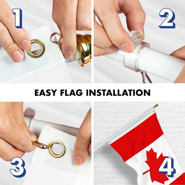 G128 Combo Pack: 5 Ft Tangle Free Aluminum Spinning Flagpole (White) & Canada Canadian Flag 2x3 Ft, ToughWeave Series Embroidered 210D Polyester | Pole with Flag Included - Image 7