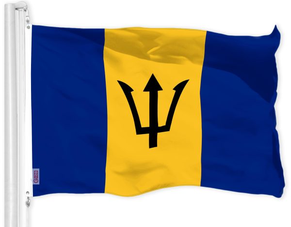 G128 Barbados Barbadian Flag | 3x5 Ft | LiteWeave Pro Series Printed 150D Polyester | Country Flag, Indoor/Outdoor, Vibrant Colors, Brass Grommets, Thicker and More Durable Than 100D 75D Polyester