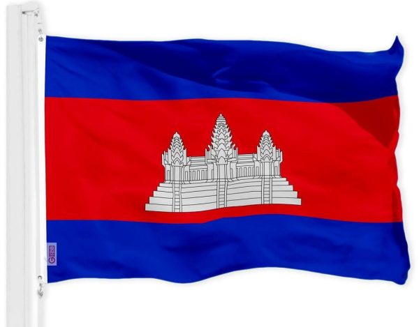 G128 Cambodia Cambodian Khmer Flag | 3x5 Ft | Printed 150D Polyester - Indoor/Outdoor, Vibrant Colors, Brass Grommets, Quality Polyester, Much Thicker More Durable Than 100D 75D Polyester