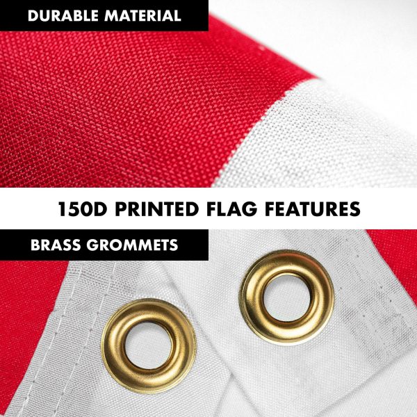 G128 Combo Pack: 6 Feet Tangle Free Spinning Flagpole (White) Denmark Danish Flag 3x5 ft Printed 150D Brass Grommets (Flag Included) Aluminum Flag Pole - Image 4