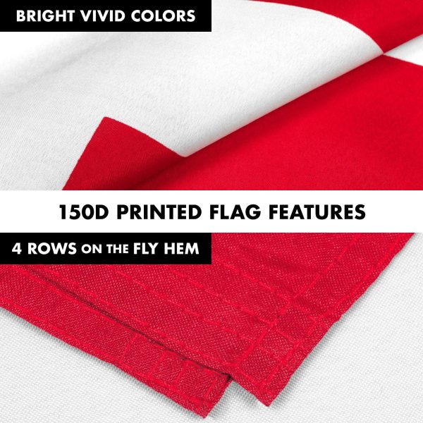 G128 Combo Pack: 6 Feet Tangle Free Spinning Flagpole (White) Denmark Danish Flag 3x5 ft Printed 150D Brass Grommets (Flag Included) Aluminum Flag Pole - Image 5