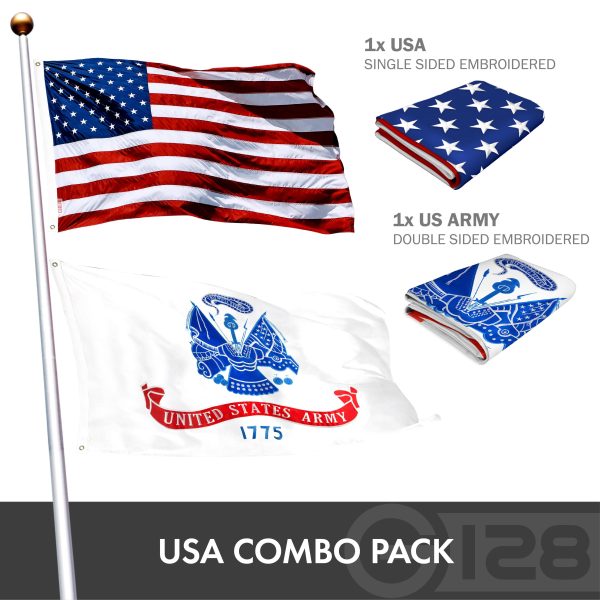 COMBO PACK: American Flag Embroidered Polyester 3x5 Ft & US Army Flag Embroidered - Image 2