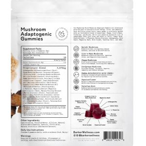 Nighttime Mushroom Adaptogen Gummies   Sugar Free Vegan Blend with Reishi Lion’s Mane Cordyceps Chaga   Relaxation & Sleep Support   60 Gummies