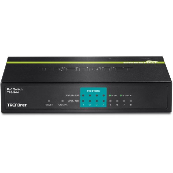 TRENDnet 8-Port 10/100Mbps PoE Switch, 4 x 10/100 Ports, 4 x 10/100 PoE Ports, 30W PoE Power Budget, 1.6 Gbps Switching Capacity, 802.3af, Limited Lifetime Protection, Black, TPE-S44 - Image 2
