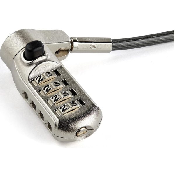StarTech.com 6.5' (2m) 3-in-1 Universal Laptop Cable Lock - 4-Digit Combination Security Lock for K-Slot, Nano & Wedge Slot Desktop/Laptop - Image 3