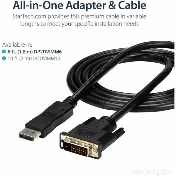 StarTech.com 6ft (1.8m) DisplayPort to DVI Cable, DisplayPort to DVI Adapter Cable, DP to DVI-D Converter, Replaced by DP2DVI2MM6 - Image 3