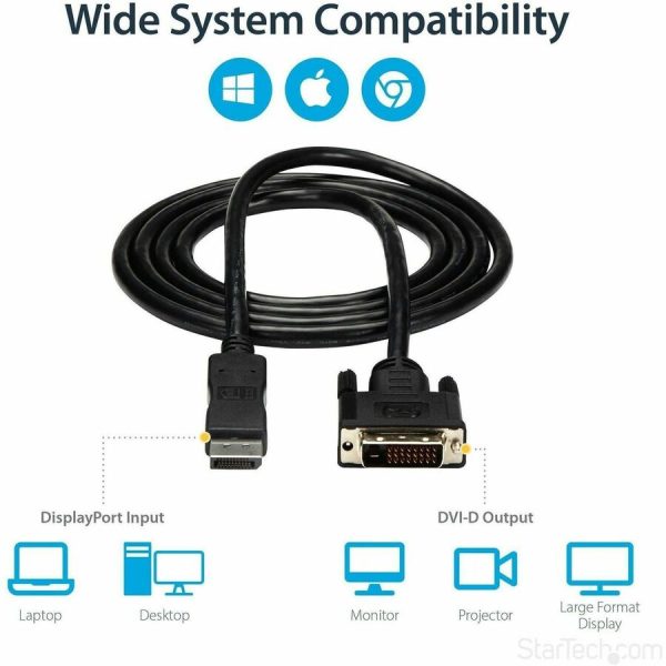 StarTech.com 6ft (1.8m) DisplayPort to DVI Cable, DisplayPort to DVI Adapter Cable, DP to DVI-D Converter, Replaced by DP2DVI2MM6 - Image 5