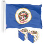 G128 10 Pack: Minnesota MN State Flag | 3x5 Ft | LiteWeave Pro Series Printed 150D Polyester | Indoor/Outdoor, Vibrant Colors, Brass Grommets, Thicker and More Durable Than 100D 75D Polyester