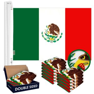 G128 10 Pack: Mexico Mexican Flag | 2.5x4 Ft | Double ToughWeave Series Double Sided Embroidered 210D Polyester | Country Flag, Embroidered Design, Indoor/Outdoor, Brass Grommets, Heavy Duty, 3-ply