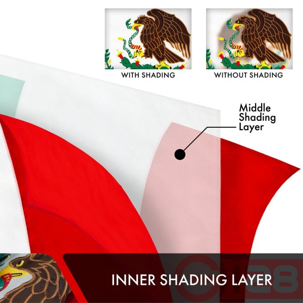 G128 10 Pack: Mexico Mexican Flag | 2.5x4 Ft | Double ToughWeave Series Double Sided Embroidered 210D Polyester | Country Flag, Embroidered Design, Indoor/Outdoor, Brass Grommets, Heavy Duty, 3-ply - Image 6