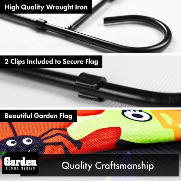 G128 Combo Pack: Garden Flag Stand Black 36x16 Inch & Garden Flag Witch Bats Spiders 12x18 Inch - Image 3