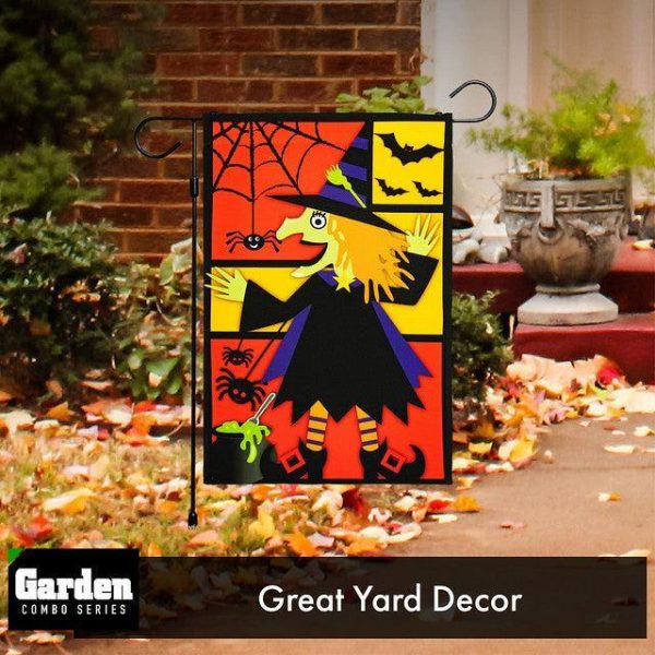 G128 Combo Pack: Garden Flag Stand Black 36x16 Inch & Garden Flag Witch Bats Spiders 12x18 Inch - Image 9