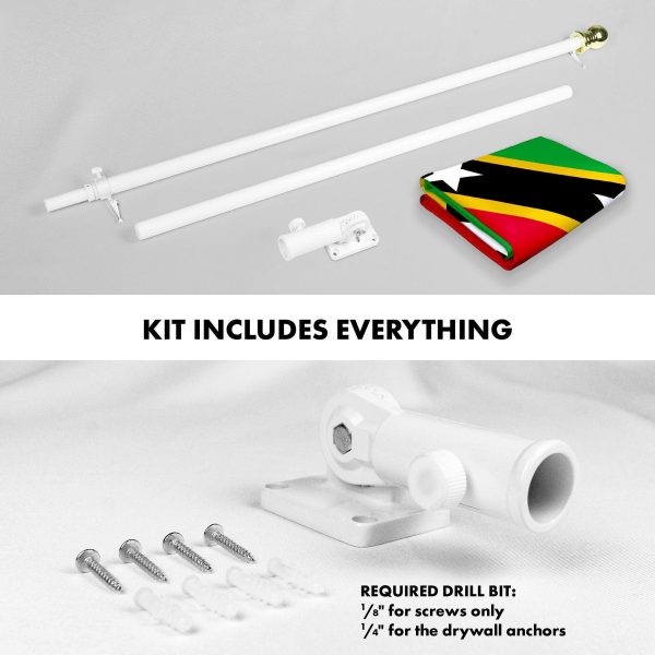 G128 Combo Pack: 6 Ft Tangle Free Aluminum Spinning Flagpole (White) & Saint Kitts and Nevis Flag 3x5 Ft, LiteWeave Pro Series Printed 150D Polyester | Pole with Flag Included - Image 2