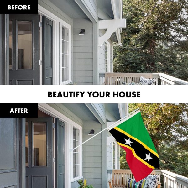G128 Combo Pack: 6 Ft Tangle Free Aluminum Spinning Flagpole (White) & Saint Kitts and Nevis Flag 3x5 Ft, LiteWeave Pro Series Printed 150D Polyester | Pole with Flag Included - Image 3