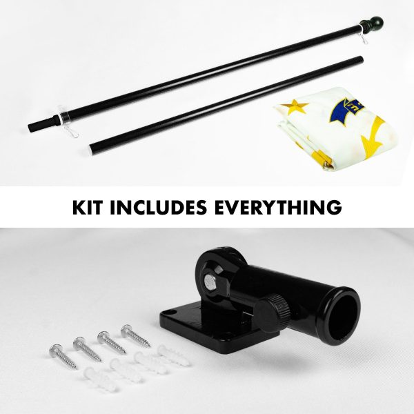 G128 - 6 Feet Tangle Free Spinning Flagpole (Black) Rhode Island Flag Brass Grommets Embroidered 3x5 ft (Flag Included) Aluminum Flag Pole - Image 2