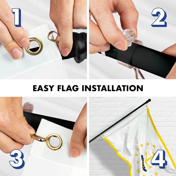 G128 - 6 Feet Tangle Free Spinning Flagpole (Black) Rhode Island Flag Brass Grommets Embroidered 3x5 ft (Flag Included) Aluminum Flag Pole - Image 7