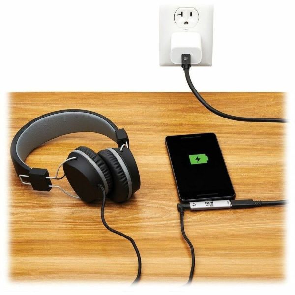 Eaton Tripp Lite Series USB-C to 3.5 mm Headphone Jack Adapter for Hi-Res Stereo Audio - PD 3.0 and QC 2.0 Charging, Silver - Image 2