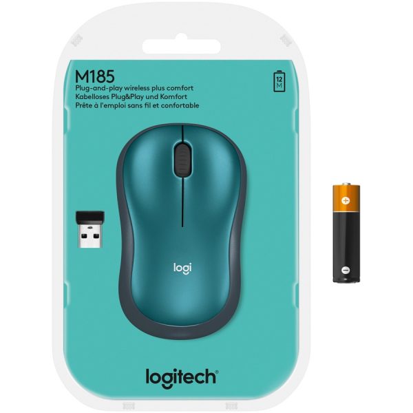 Logitech M185 Wireless Mouse, 2.4GHz with USB Mini Receiver, 12-Month Battery Life, 1000 DPI Optical Tracking, Ambidextrous, Compatible with PC, Mac, Laptop (Blue) - Image 8