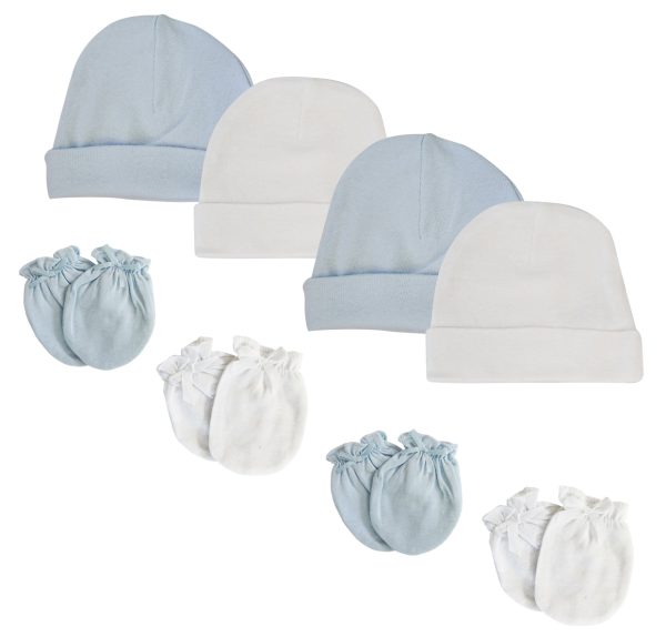 Baby Boys Caps And Infant Mittens - 8 Pc Set Nc_0256