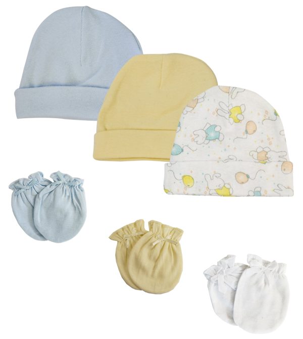 Boys Baby Caps And Mittens (pack Of 6) Nc_0264