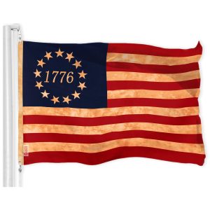 G128 Betsy Ross 1776 Tea-Stained Flag | 3x5 Ft | LiteWeave Pro Series Printed 300D Polyester | Historical Flag, Indoor/Outdoor, Vibrant Colors, Brass Grommets, Thicker and More Durable Than 100D 75D