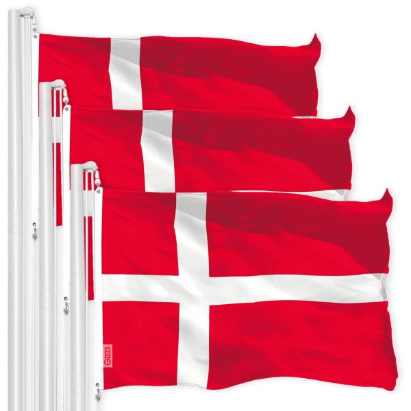 Denmark Danish Flag 3x5 Ft 3-Pack 150D Printed Polyester By G128