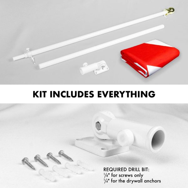 G128 Combo Pack: 6 Feet Tangle Free Spinning Flagpole (White) Alabama AL State Flag 3x5 ft Printed 150D Brass Grommets (Flag Included) Aluminum Flag Pole - Image 2