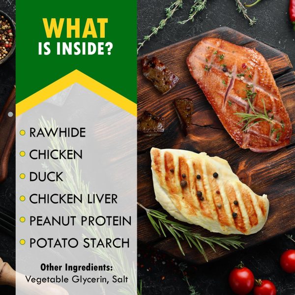 Triple Flavor Dog Rawhide Treats   Duck & Chicken Human Grade Meat   Natural & Organic Pet Dried Snacks   Grain Free Long Lasting Chews for Large & Small Dogs   Best Sticks for Healthy Teeth - Image 3
