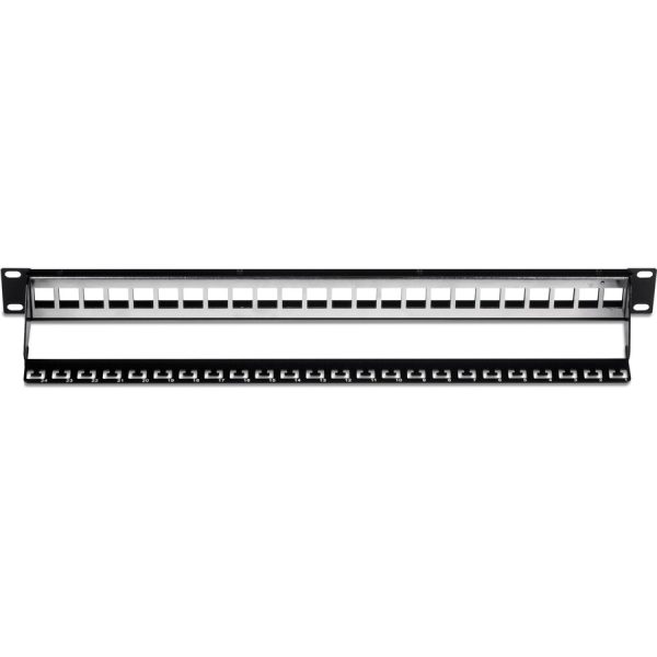 TRENDnet 24-Port Blank Keystone Shielded 1U Patch Panel, 1U 19" Rackmount Housing, Protects Against EMI/RFI Noise, Recommended With TC-K06C6A Cat6A Keystone Jacks (Sold Separately), Black, TC-KP24S - Image 4