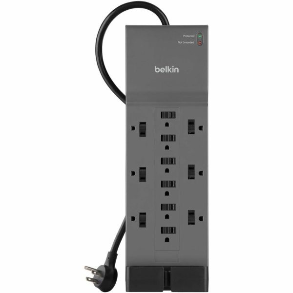 Belkin 12-Outlet Surge Protector - 8ft Cord - Right Angle Plug - 3940J - Grey - Image 5