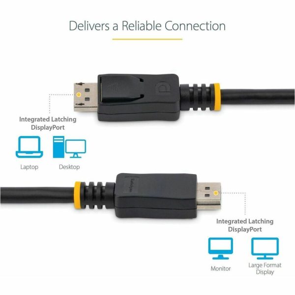 StarTech.com 3ft (1m) DisplayPort 1.2 Cable, 4K x 2K UHD VESA Certified DisplayPort Cable, DP Cable/Cord for Monitor, w/ Latches - Image 3