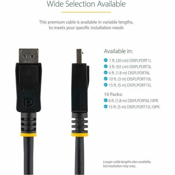 StarTech.com 3ft (1m) DisplayPort 1.2 Cable, 4K x 2K UHD VESA Certified DisplayPort Cable, DP Cable/Cord for Monitor, w/ Latches - Image 5