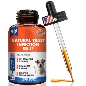 Natural Dog Yeast Infection Anti Itch Treatment   Itchy Ears Skin & Allergy Symptoms Relief   Reduces Inflammation & Relieves Irritation   Herbal Medicine Supplement Drops   Made in USA
