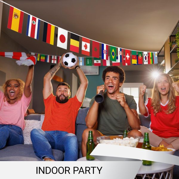 G128 2022 World Cup Bunting Banner | Flag 11 x 7.5 Inch, Full String 40 Feet | LiteWeave Pro Series Printed 150D Poly | String Flag Decor for Fan Club Party, Soccer Events, World Cup Fan Celebration - Image 3