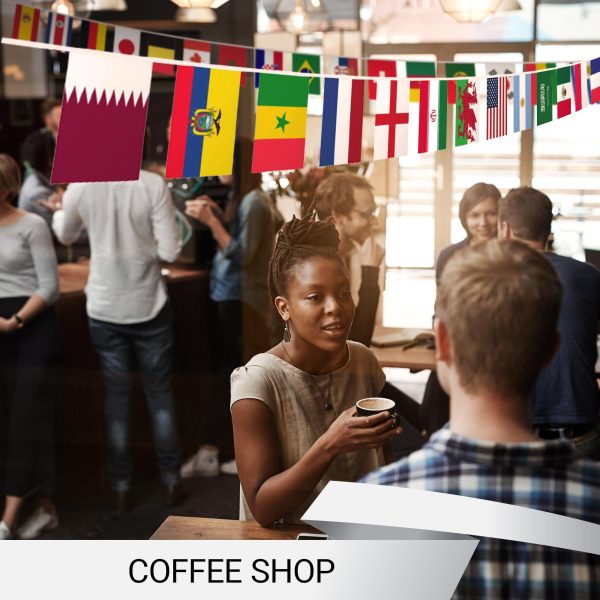 G128 2022 World Cup Bunting Banner | Flag 11 x 7.5 Inch, Full String 40 Feet | LiteWeave Pro Series Printed 150D Poly | String Flag Decor for Fan Club Party, Soccer Events, World Cup Fan Celebration - Image 5