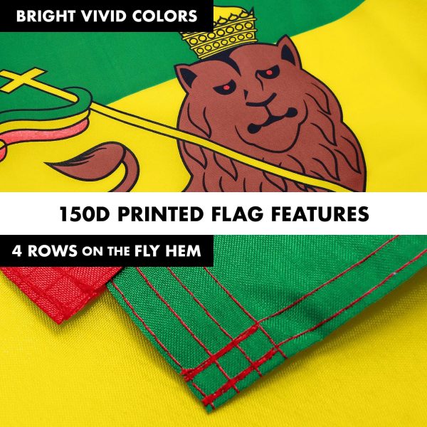 G128 Combo Pack: 6 Feet Tangle Free Spinning Flagpole (White) Ethiopia Ethiopian Flag 3x5 ft Printed 150D Brass Grommets (Flag Included) Aluminum Flag Pole - Image 5