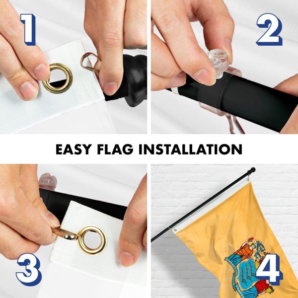 G128 - 6 Feet Tangle Free Spinning Flagpole (Black) New Jersey Double Sided Brass Grommets Embroidered 3x5 ft (Flag Included) Aluminum Flag Pole - Image 7