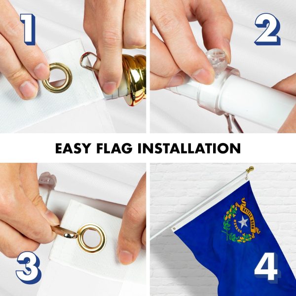G128 - 6 Feet Tangle Free Spinning Flagpole (White) Nevada Double Sided Brass Grommets Embroidered 3x5 ft (Flag Included) Aluminum Flag Pole - Image 7