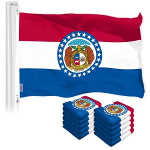 G128 10 Pack: Missouri MO State Flag | 3x5 Ft | LiteWeave Pro Series Printed 150D Polyester | Indoor/Outdoor, Vibrant Colors, Brass Grommets, Thicker and More Durable Than 100D 75D Polyester