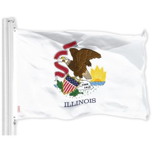 G128 Illinois IL State Flag | 3x5 Ft | LiteWeave Pro Series Printed 150D Polyester | Indoor/Outdoor, Vibrant Colors, Brass Grommets, Thicker and More Durable Than 100D 75D Polyester