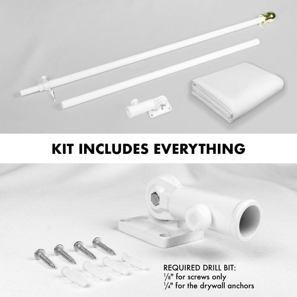 G128 Combo Pack: 5 Ft Tangle Free Aluminum Spinning Flagpole (White) & Solid White Color Flag 2.5x4 Ft, LiteWeave Pro Series Printed 150D Polyester | Pole with Flag Included - Image 2